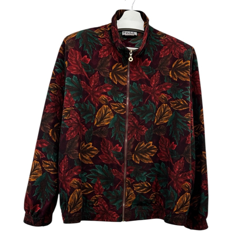 Teddi Vintage Autumn Leaf Zip-Up Bummer Windbreaker Women’s Size 18